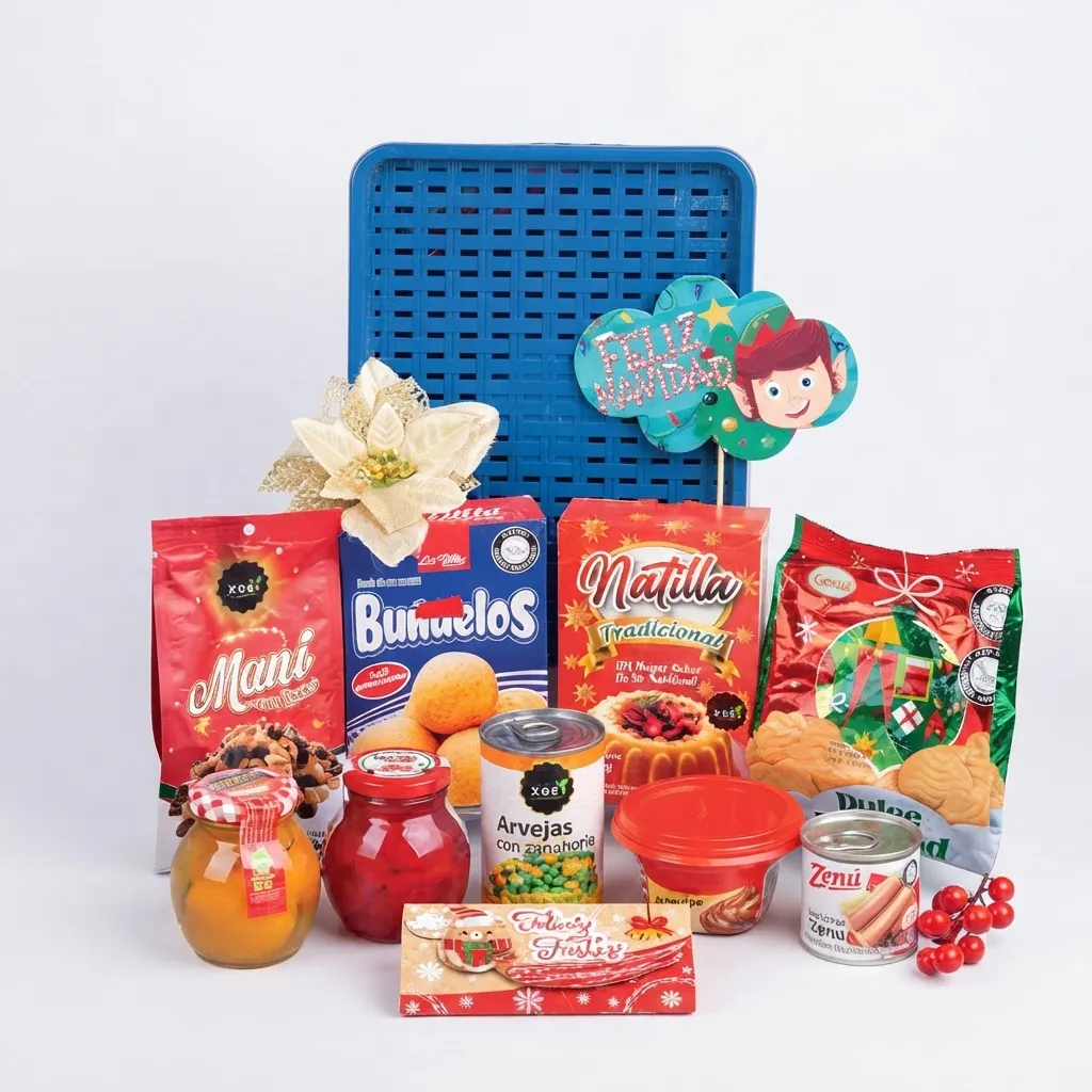 anchetas-navideñas-sencillas-arjeta-personalizada-con-logo-en-una-mini-ancheta